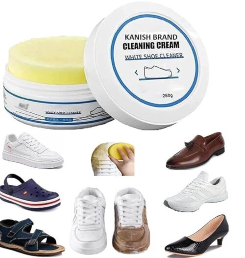 White Shoe Cleaner Cream with Sponge