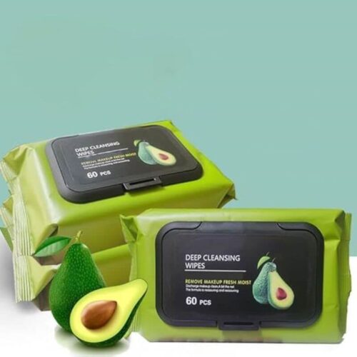 Avocado Moisturizing Makeup Remover Facial Wipes 60 Pcs