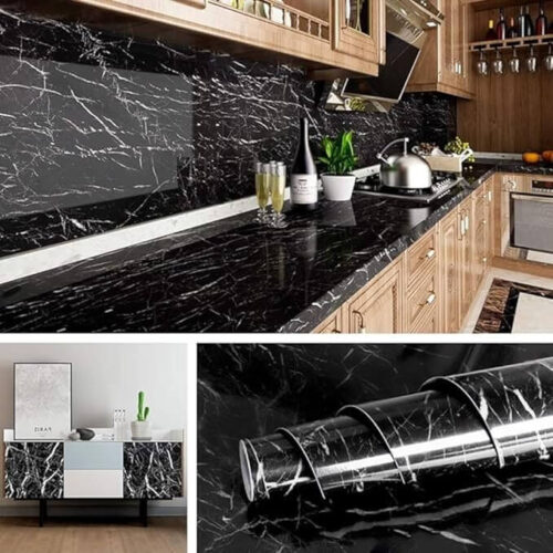 Vinyl Marble Wallpaper Peel and Stick Waterproof Wallpaper for Home Kitchen