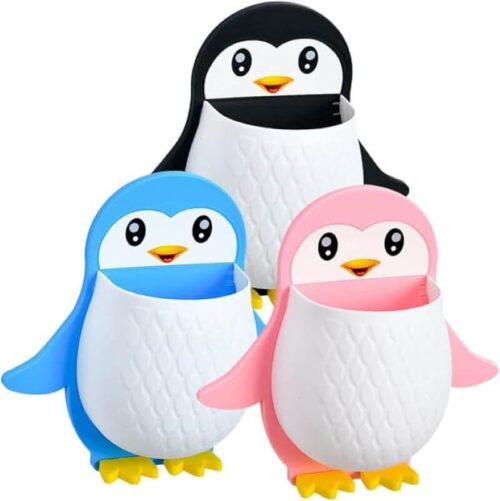 Plastic Wall Mounted Penguin Shape Storage , Penguin Toothbrush Holder